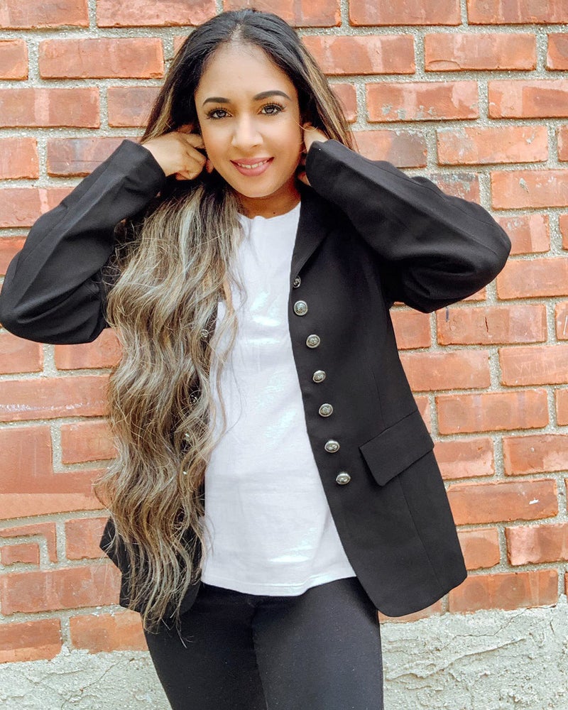GRAPENT Women's Business Casual Buttons Pockets Open Front Blazer Suit Cardigan Black Size XX-Large (US 20-22) - Image 4